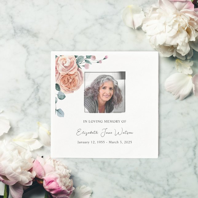 Funeral Reception in Loving Memory Peach Ro Pappersservett (Skapare uppladdad)