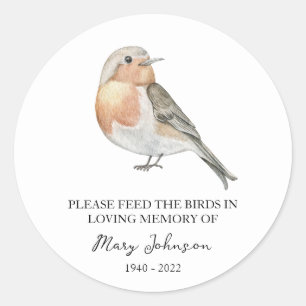 Funeral Seed Packet Bird Memorial Runt Klistermärke
