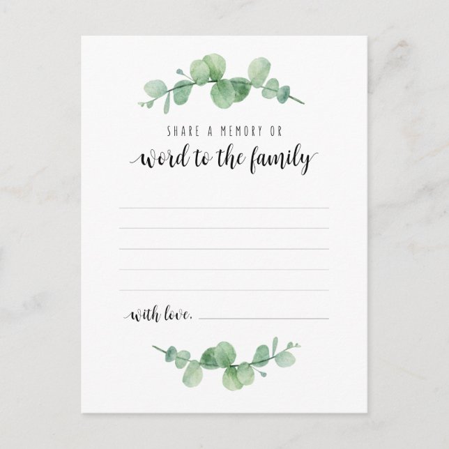 Funeral Service, Greenery,  ett minneskort Vykort (Framsida)