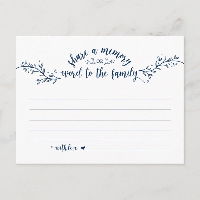 Funeral Service, marinblå,  minneskort Vykort (Framsida)