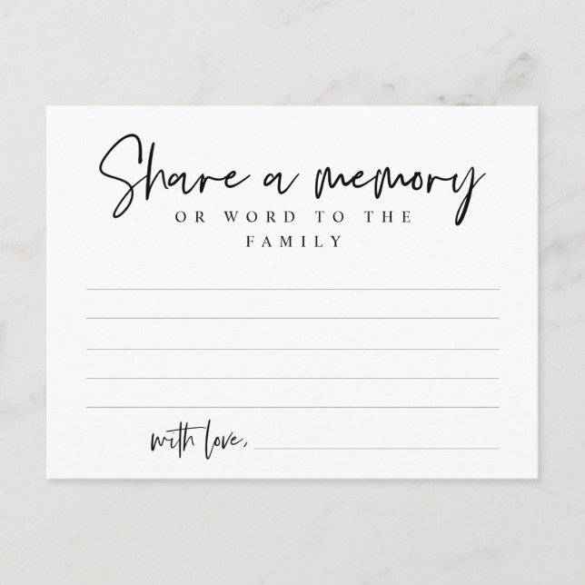 Funeral Service,  minne, Ord-familjekort Vykort (Framsida)