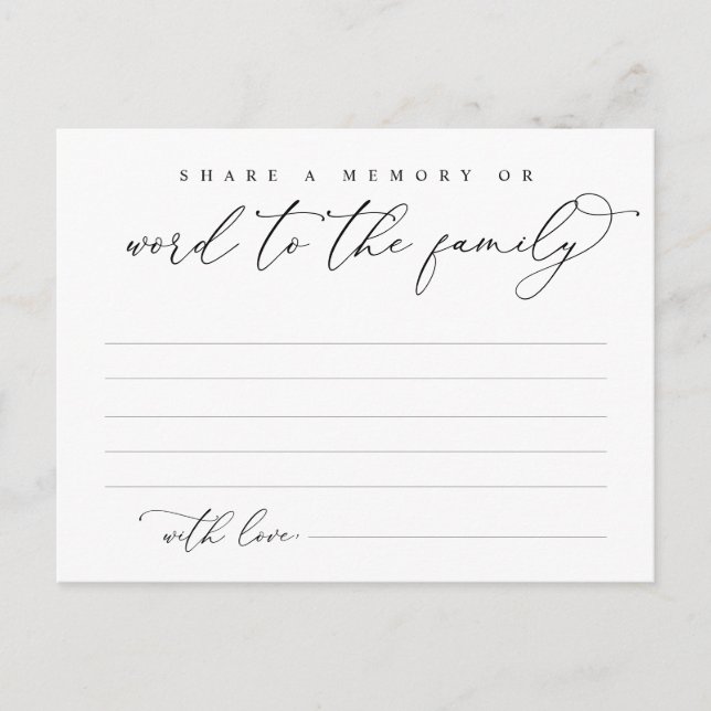 Funeral Service,  minne, Ord-familjekort Vykort (Framsida)