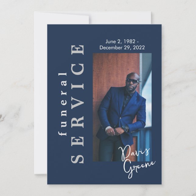 Funeral Service Navy Photo Funeral Program (Framsida)