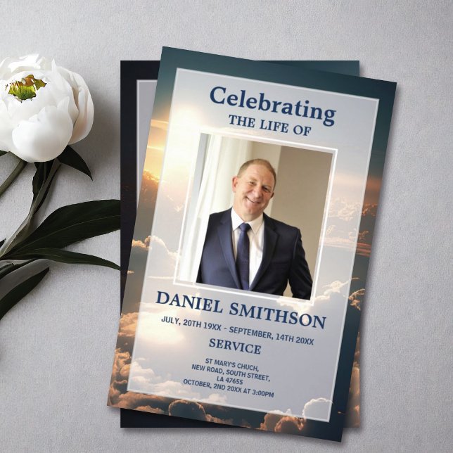 Funeral Service Programme Firande of Life Clouds Reklamblad (Skapare uppladdad)