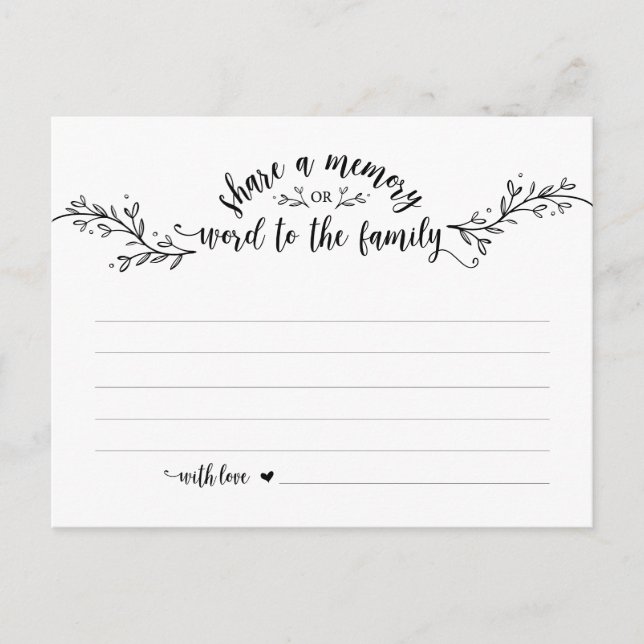 Funeral Service, Rustic Black,  ett minneskort Vykort (Framsida)