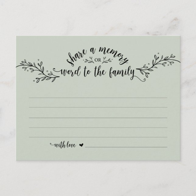 Funeral Service, Rustic Sage,  ett minneskort Vykort (Framsida)