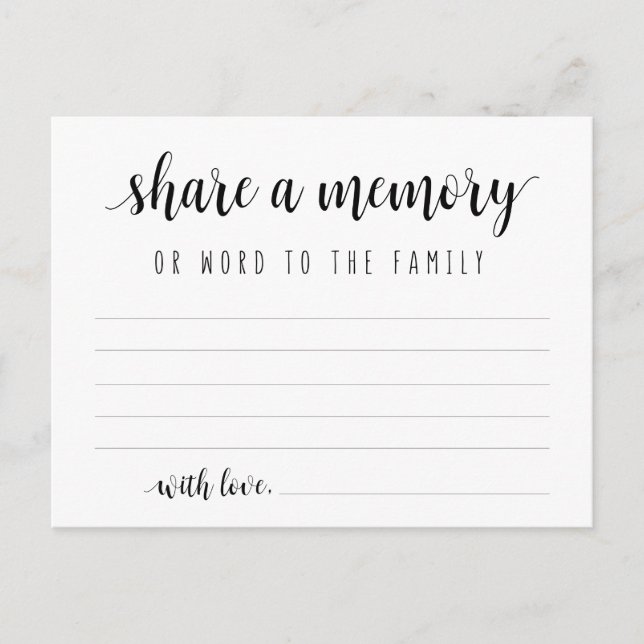 Funeral Service, svart skript,  ett minneskort Vykort (Framsida)