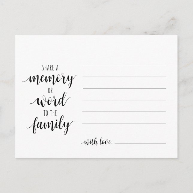 Funeral Service, svart skript,  ett minneskort Vykort (Framsida)