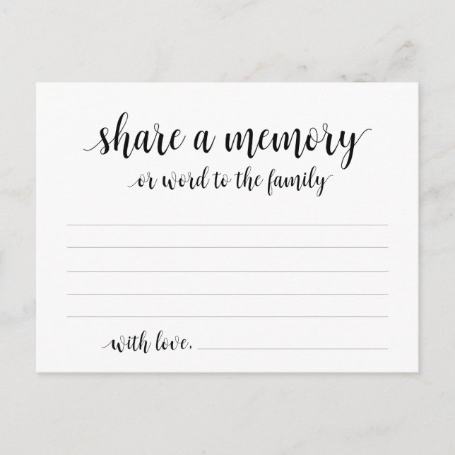 Funeral Service, svart skript,  ett minneskort Vykort (Framsida)