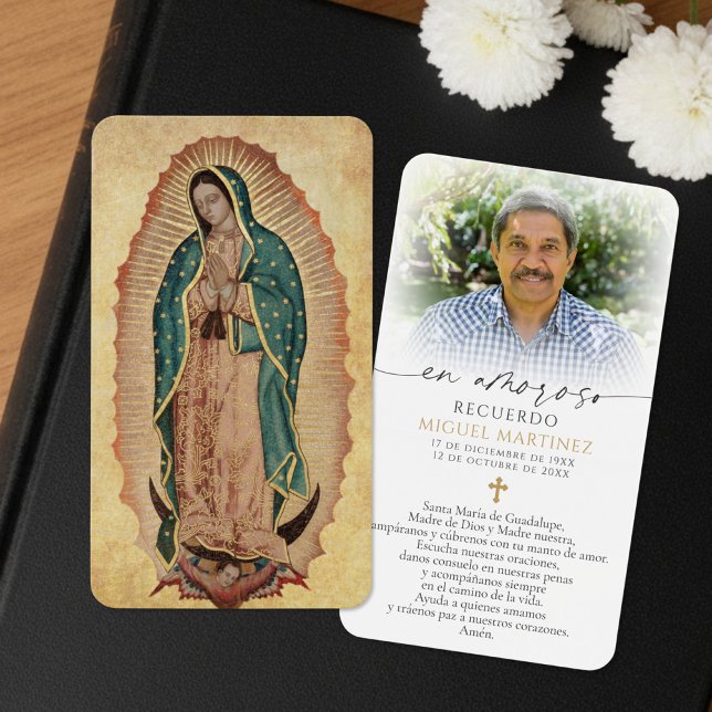 Funeral Spanish Guadalupe Prayer Sympathy Cards Visitkort (Skapare uppladdad)