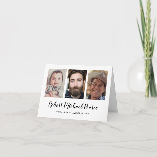 Funeral Sympathy 3 Photo Memorial Tack Kort (Framsida)