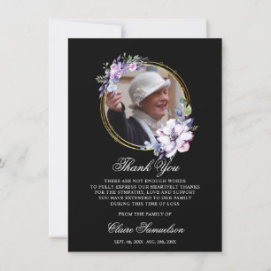 Funeral Sympathy Bereavement Tack black PHOTO Kort