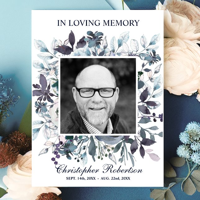 Funeral Sympathy Dikt Prayer Tack | Blå (Skapare uppladdad)