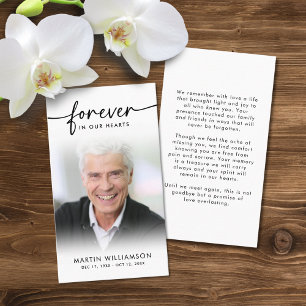 Funeral Sympathy Photo Forever Hearts Prayer Card Visitkort