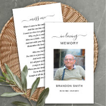 Funeral Sympathy Photo Memorial Prayer Card