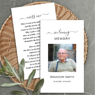 Funeral Sympathy Photo Memorial Prayer Card Visitkort