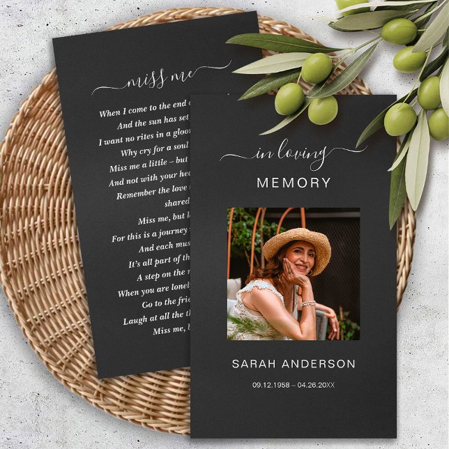 Funeral Sympathy Photo Memorial Prayer Card Visitkort (Skapare uppladdad)