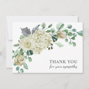 Funeral Sympathy Tack Creme Watercolor Blommigt Kort