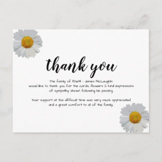 Funeral Sympathy Thank you Card Vykort