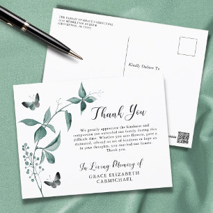 Funeral Tack Butterfly Botanical Greenery Vykort