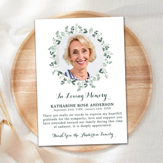 Funeral TACK Eucalyptus Sympathy Photo Card (Skapare uppladdad)