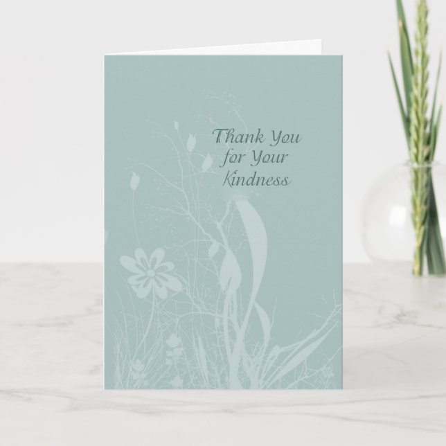 Funeral Tack för Sympathy Kindness Teal Flowers Kort (Framsida)