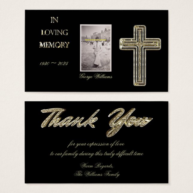 Funeral Tack Golden Kor Elegant Visitkort (Framsida & baksida)
