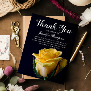 Funeral Tack   Gul ros Bereavement Kort