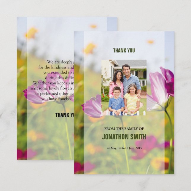 Funeral Tack Photo Card (Fram/baksida)