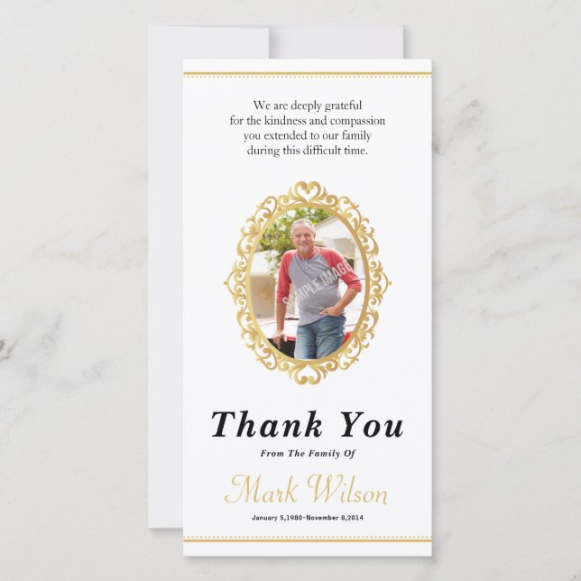 Funeral Tack Photo Card Kort (Framsida)
