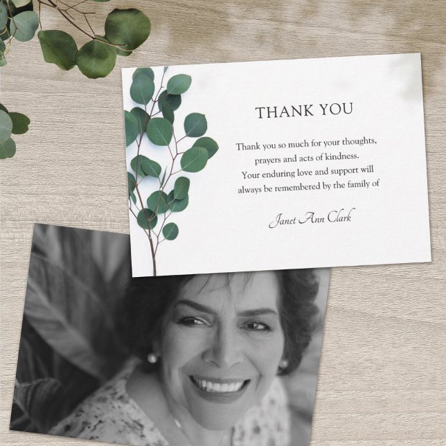 Funeral Tack Photo Card med Eucalyptus (Skapare uppladdad)