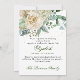 Funeral Tack Photo Elegant Ro Foliage Inbjudningar