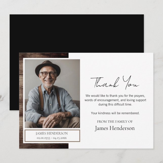 Funeral Tack Photo Inbjudningar (Fram/baksida)