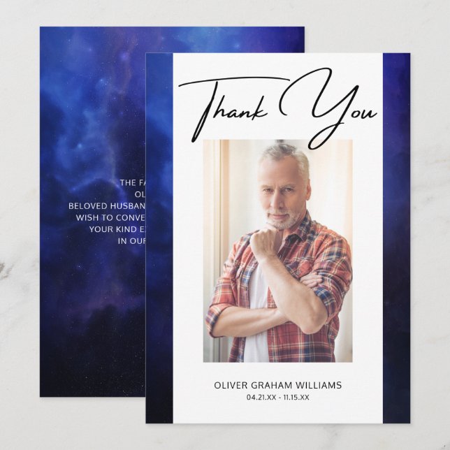 Funeral Tack Photo Sympathy Bereavement (Fram/baksida)