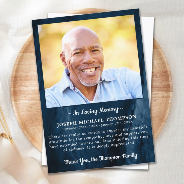 Funeral TACK Photo Sympathy Blue Marble Kort (Skapare uppladdad)