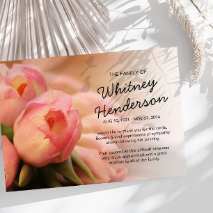Funeral Tack Rosa Tulip Flowers Kort