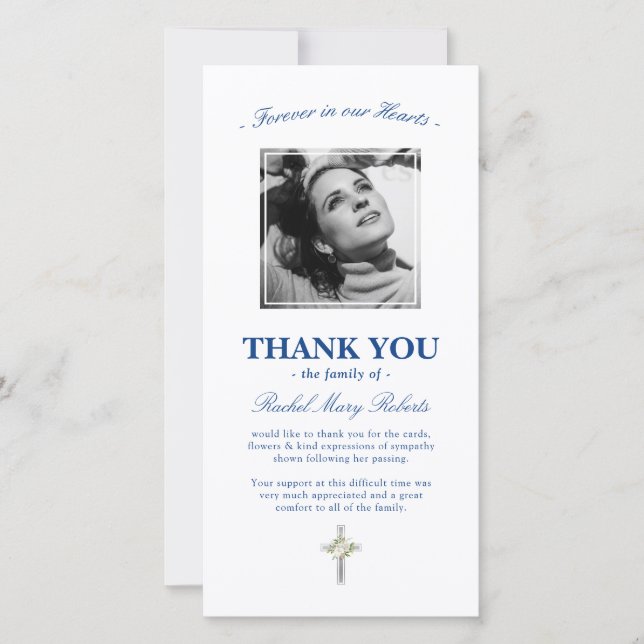 Funeral Tack | Sympathy Blue Photo Kort (Framsida)