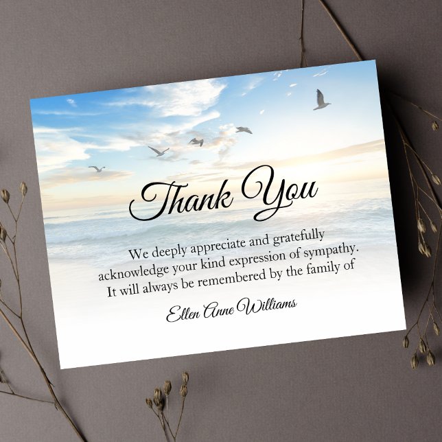 Funeral Tackkort Grief Nature | Bereavation Tack Kort (Beach Sympathy Thank You Card)