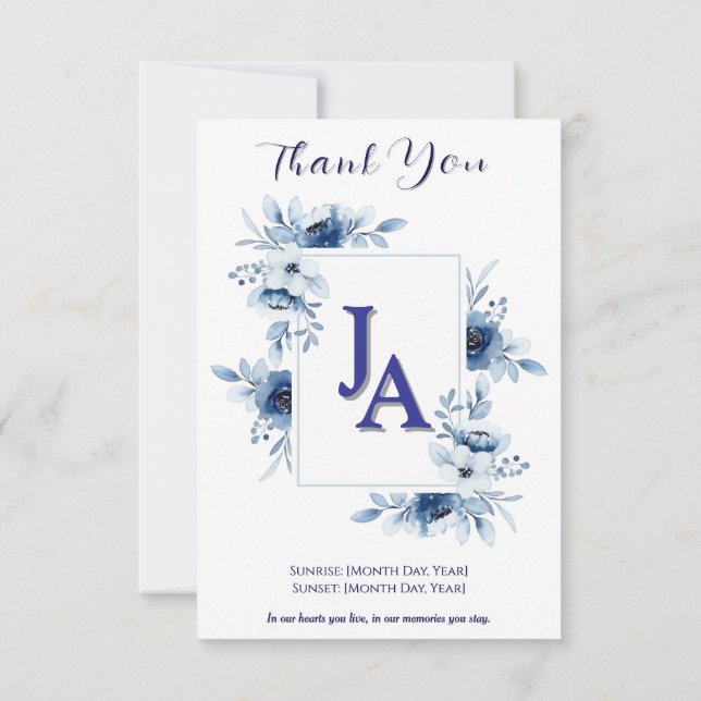 Funeral Thank You Card  Tack Kort (Baksida)