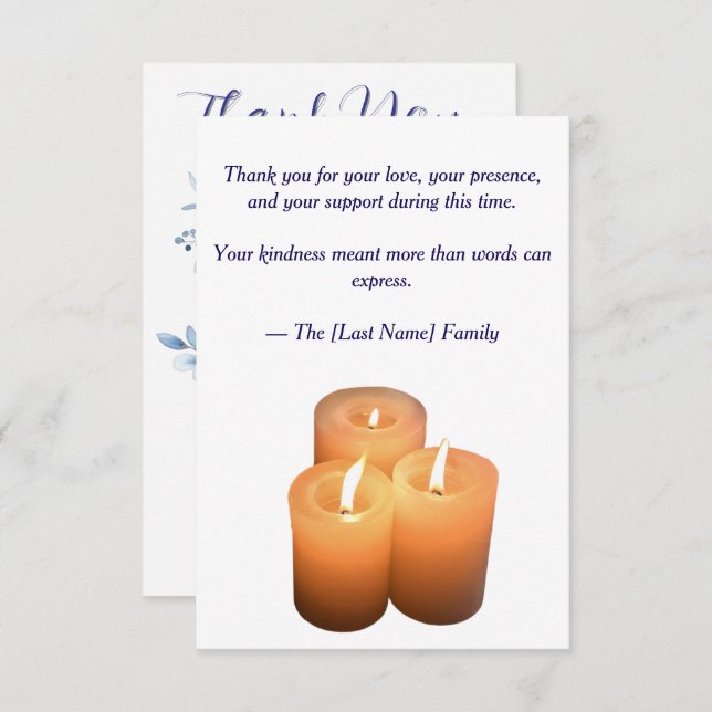 Funeral Thank You Card  Tack Kort (Fram/baksida)