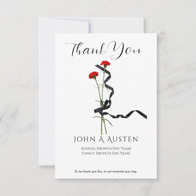 Funeral Thank You Card  Tack Kort (Baksida)