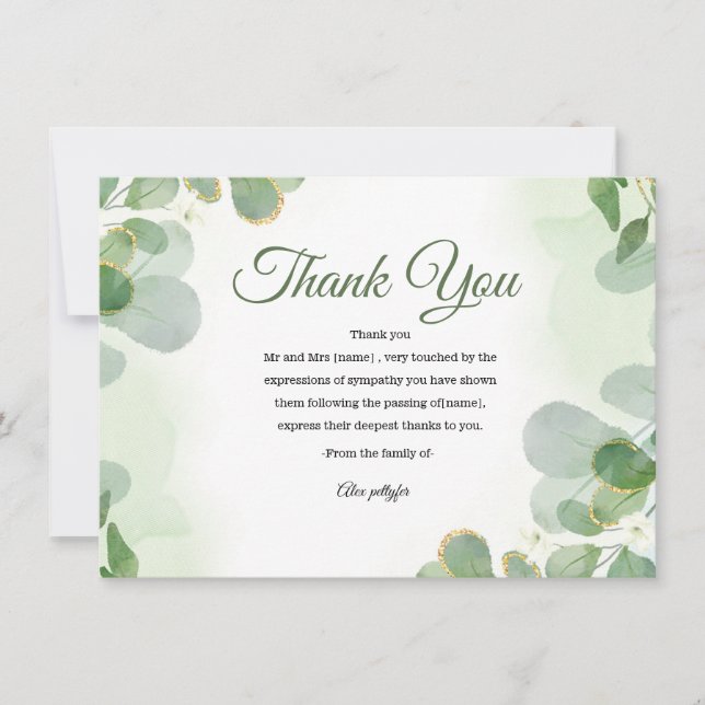 Funeral Thank You Card Tack Kort (Framsida)
