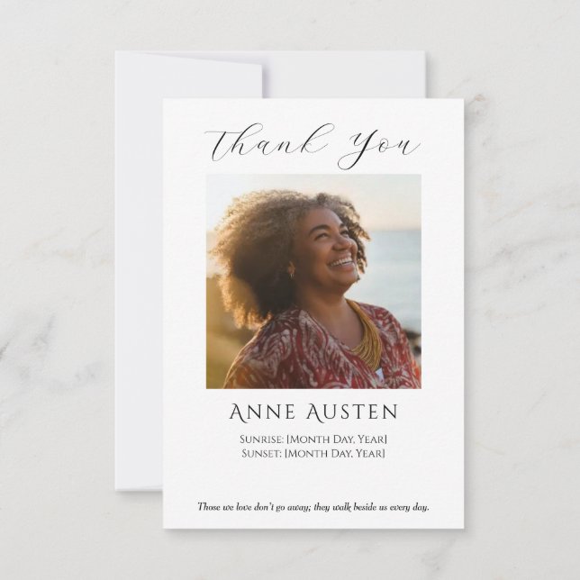 Funeral Thank You Card  Tack Kort (Baksida)