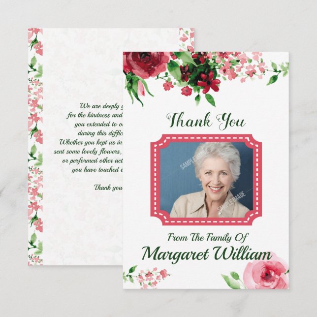 Funeral Thank You Card Template Tack Kort (Fram/baksida)