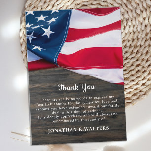 Funeral Veteran American Flagga Memorial Tack Anteckningskort