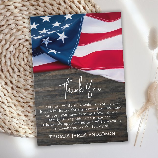 Funeral Veteran Memorial American Flagga Tack Anteckningskort (Skapare uppladdad)