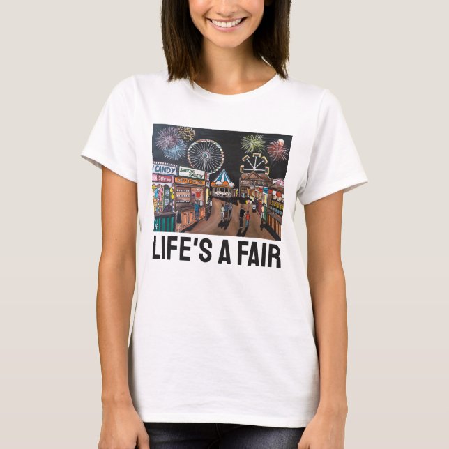 Funfair at Night Painting av Alfred Fox T Shirt (Framsida)