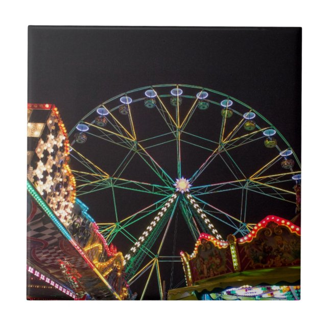 Funfair Ferris Wheel at Night Kakelplatta (Framsidan)