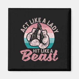 Fungera som en Dam Slå som en Beast Funny Boxing G Magnet