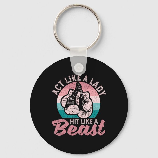 Fungera som en Dam Slå som en Beast Funny Boxing G Nyckelring (Framsida)